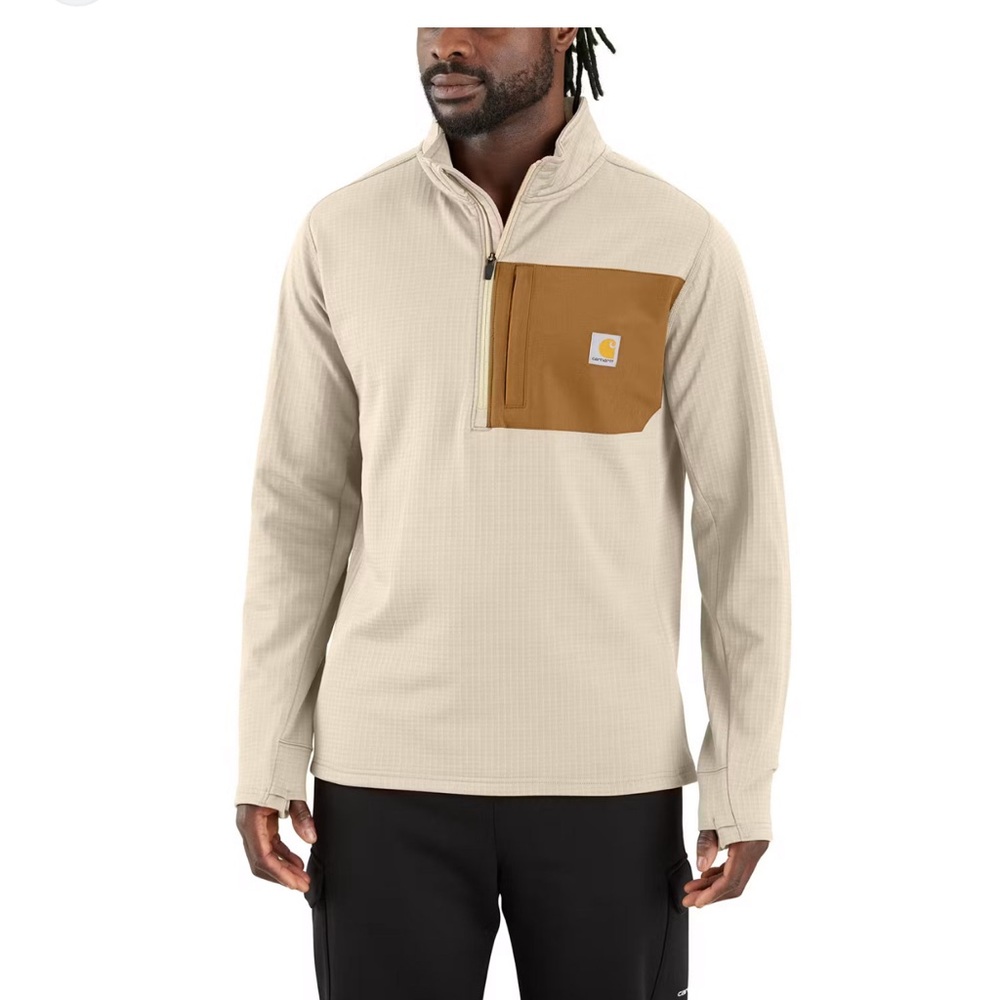 Carhartt Sand/Tan Quarter-Zip Pullover with Chest Pocket